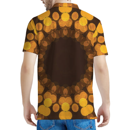 Yellow Spot Kaleidoscope Print Men's Polo Shirt