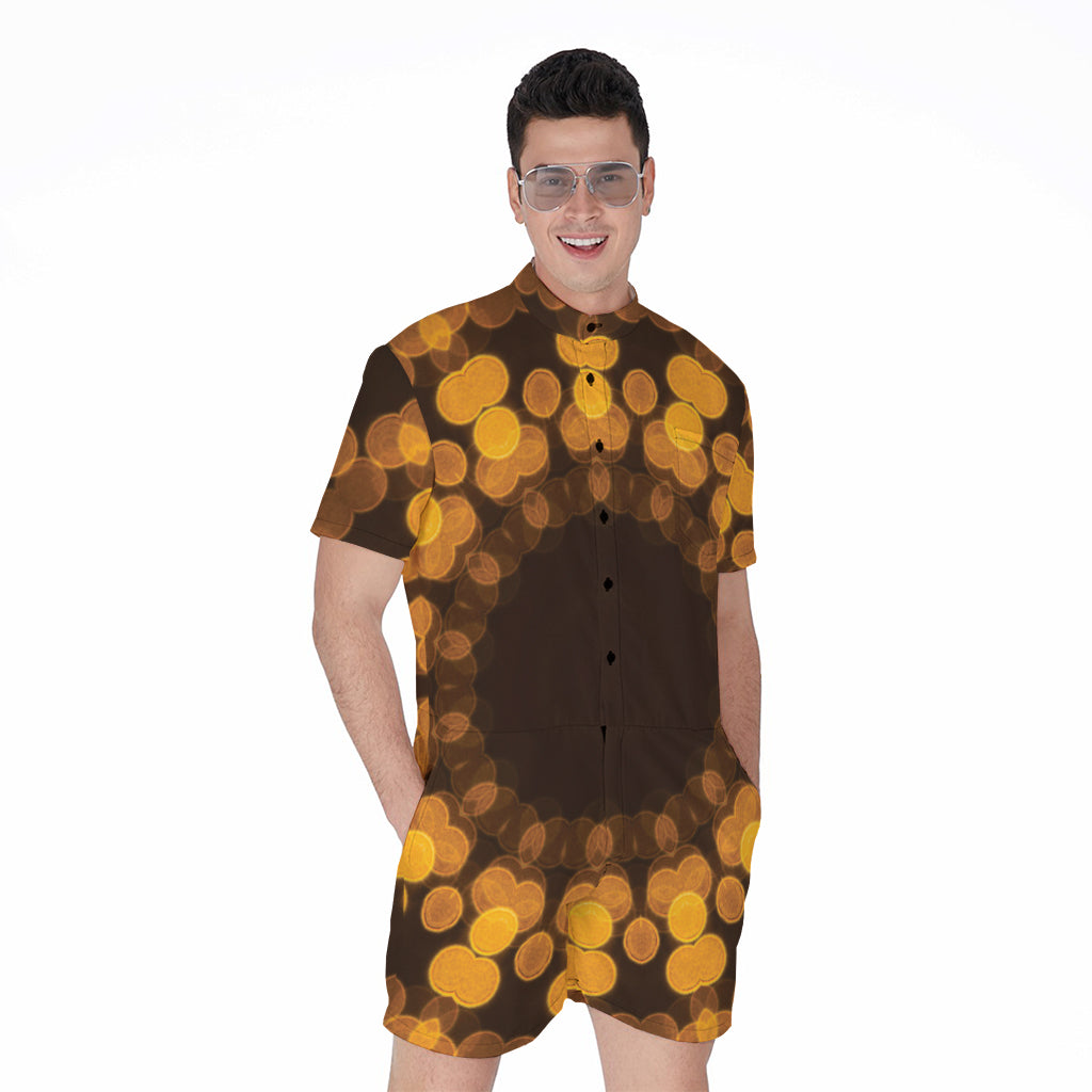 Yellow Spot Kaleidoscope Print Men's Rompers