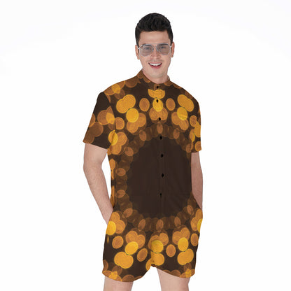 Yellow Spot Kaleidoscope Print Men's Rompers