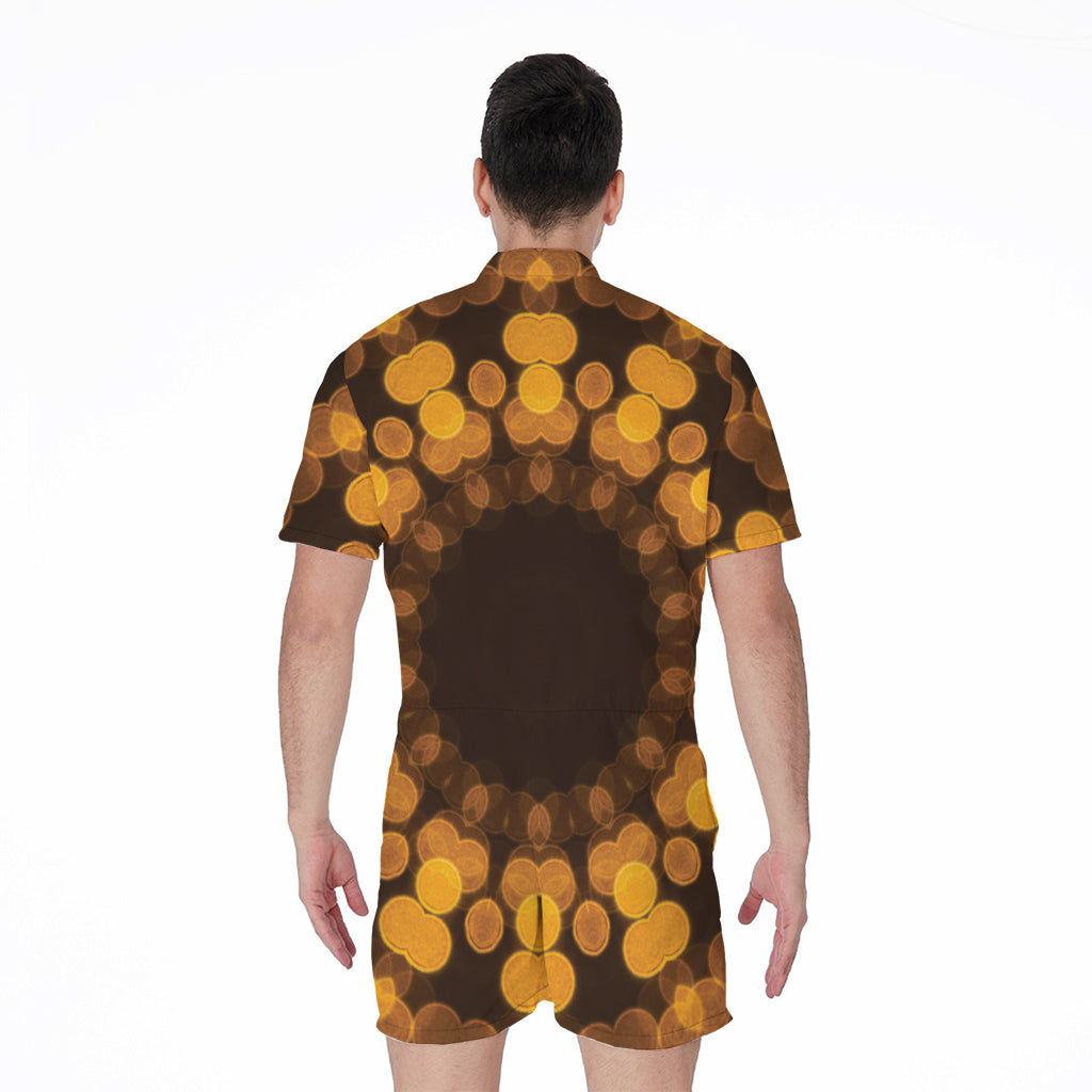 Yellow Spot Kaleidoscope Print Men's Rompers