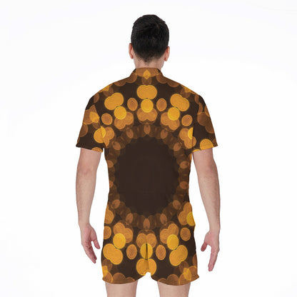 Yellow Spot Kaleidoscope Print Men's Rompers