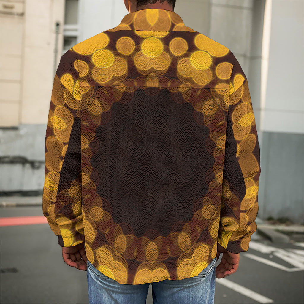 Yellow Spot Kaleidoscope Print Men's Shirt Jacket