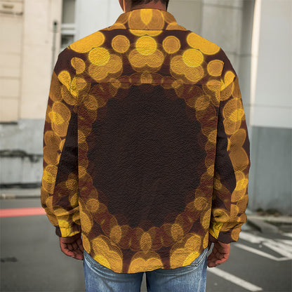 Yellow Spot Kaleidoscope Print Men's Shirt Jacket