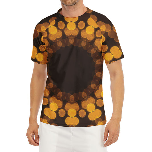 Yellow Spot Kaleidoscope Print Men's Short Sleeve Rash Guard