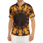 Yellow Spot Kaleidoscope Print Men's Short Sleeve Rash Guard