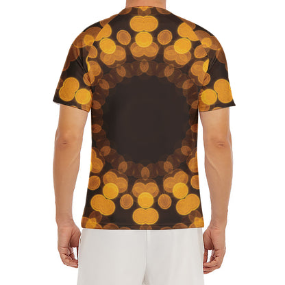 Yellow Spot Kaleidoscope Print Men's Short Sleeve Rash Guard