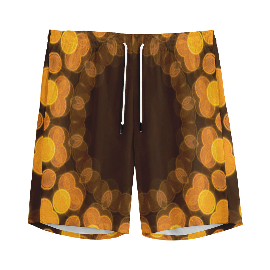 Yellow Spot Kaleidoscope Print Men's Sports Shorts