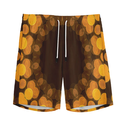 Yellow Spot Kaleidoscope Print Men's Sports Shorts