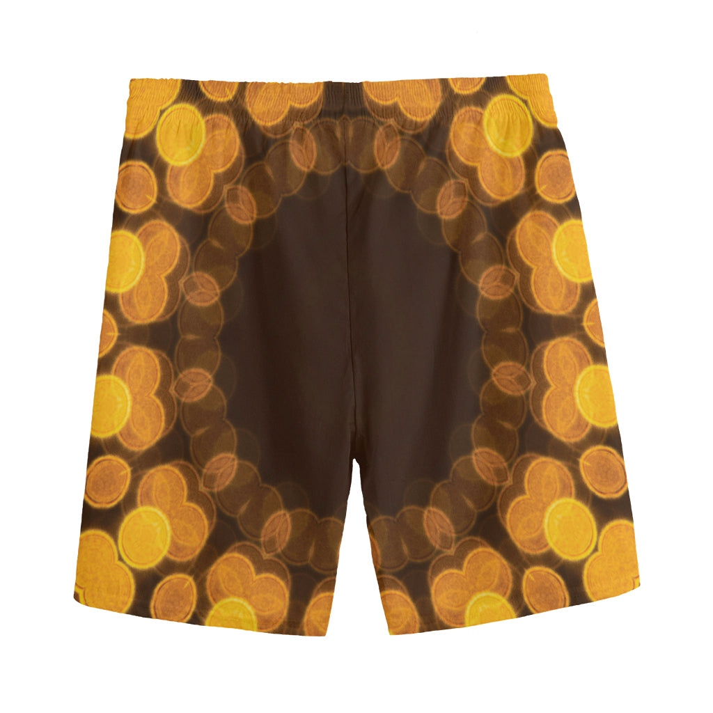 Yellow Spot Kaleidoscope Print Men's Sports Shorts