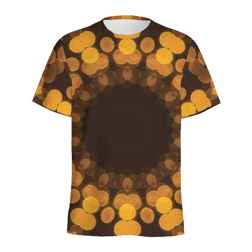 Yellow Spot Kaleidoscope Print Men's Sports T-Shirt