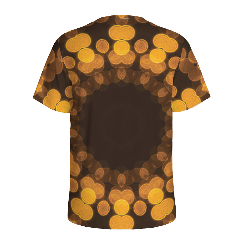 Yellow Spot Kaleidoscope Print Men's Sports T-Shirt