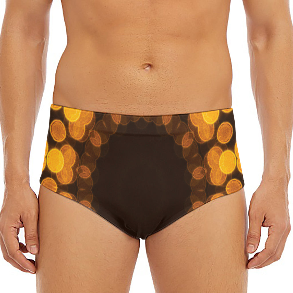 Yellow Spot Kaleidoscope Print Men's Triangle Swim Briefs