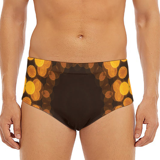 Yellow Spot Kaleidoscope Print Men's Triangle Swim Briefs