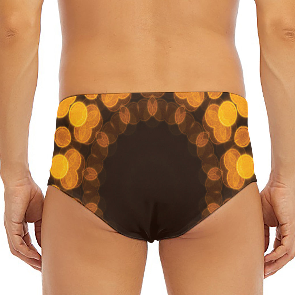Yellow Spot Kaleidoscope Print Men's Triangle Swim Briefs