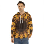 Yellow Spot Kaleidoscope Print Men's Velvet Pullover Hoodie