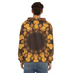 Yellow Spot Kaleidoscope Print Men's Velvet Pullover Hoodie