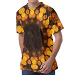 Yellow Spot Kaleidoscope Print Men's Velvet T-Shirt