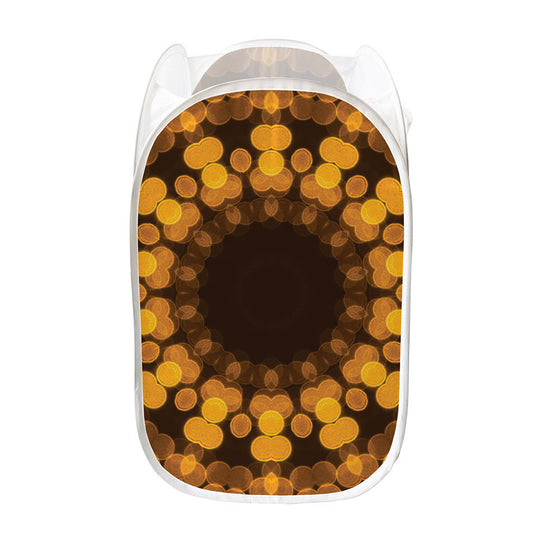 Yellow Spot Kaleidoscope Print Mesh Laundry Hamper