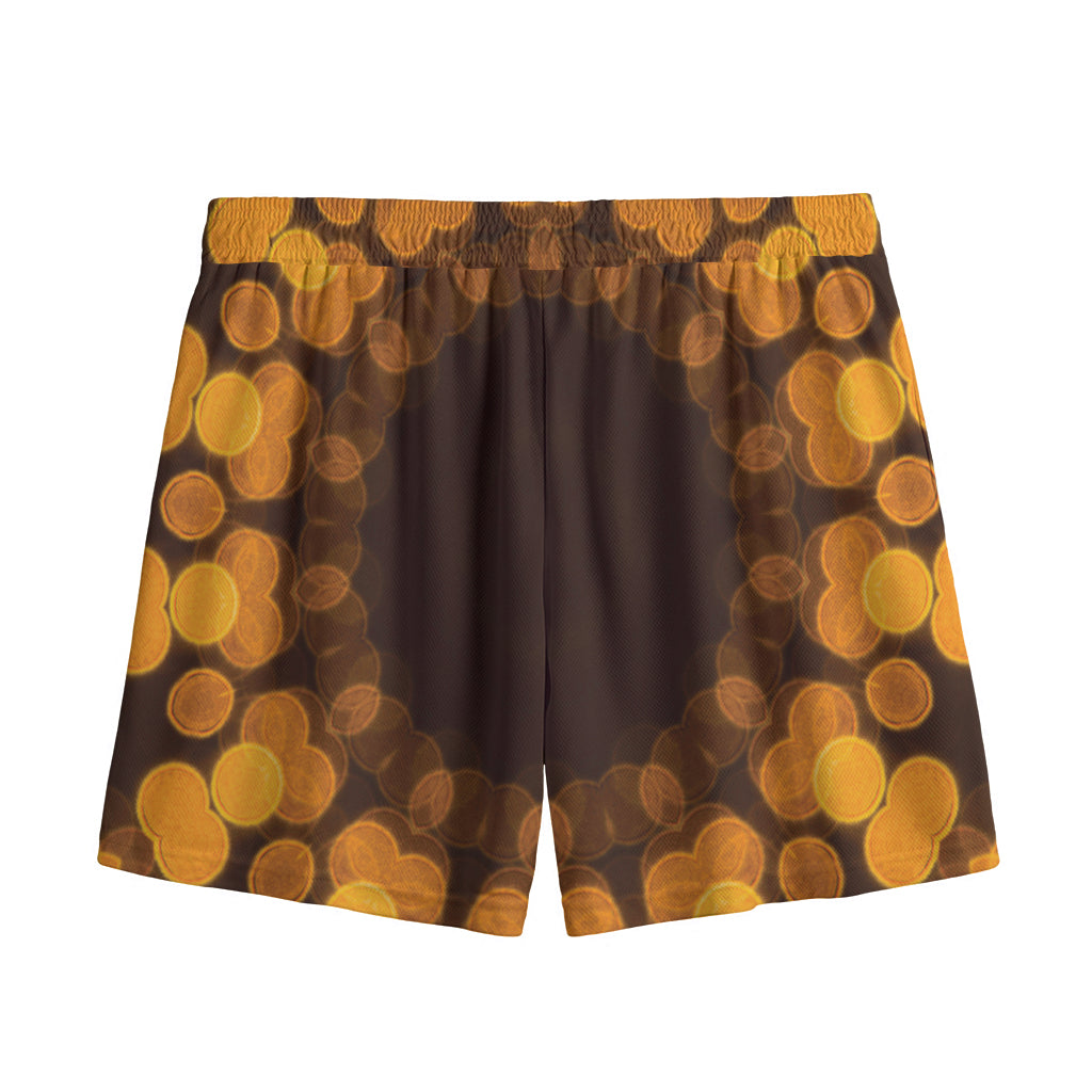 Yellow Spot Kaleidoscope Print Mesh Shorts