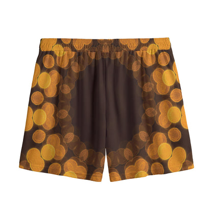 Yellow Spot Kaleidoscope Print Mesh Shorts