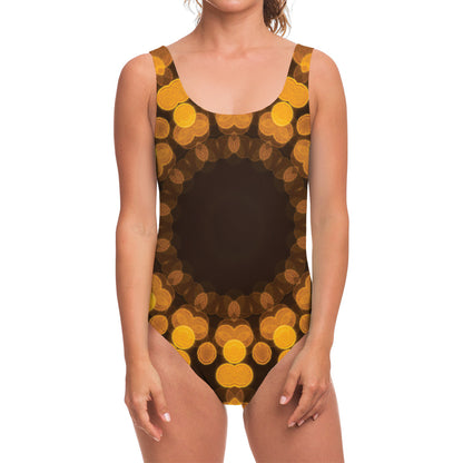 Yellow Spot Kaleidoscope Print One Piece Swimsuit