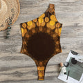 Yellow Spot Kaleidoscope Print One Shoulder Bodysuit
