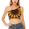 Yellow Spot Kaleidoscope Print One Shoulder Crop Top