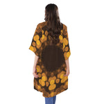 Yellow Spot Kaleidoscope Print Open Front Beach Cover Up