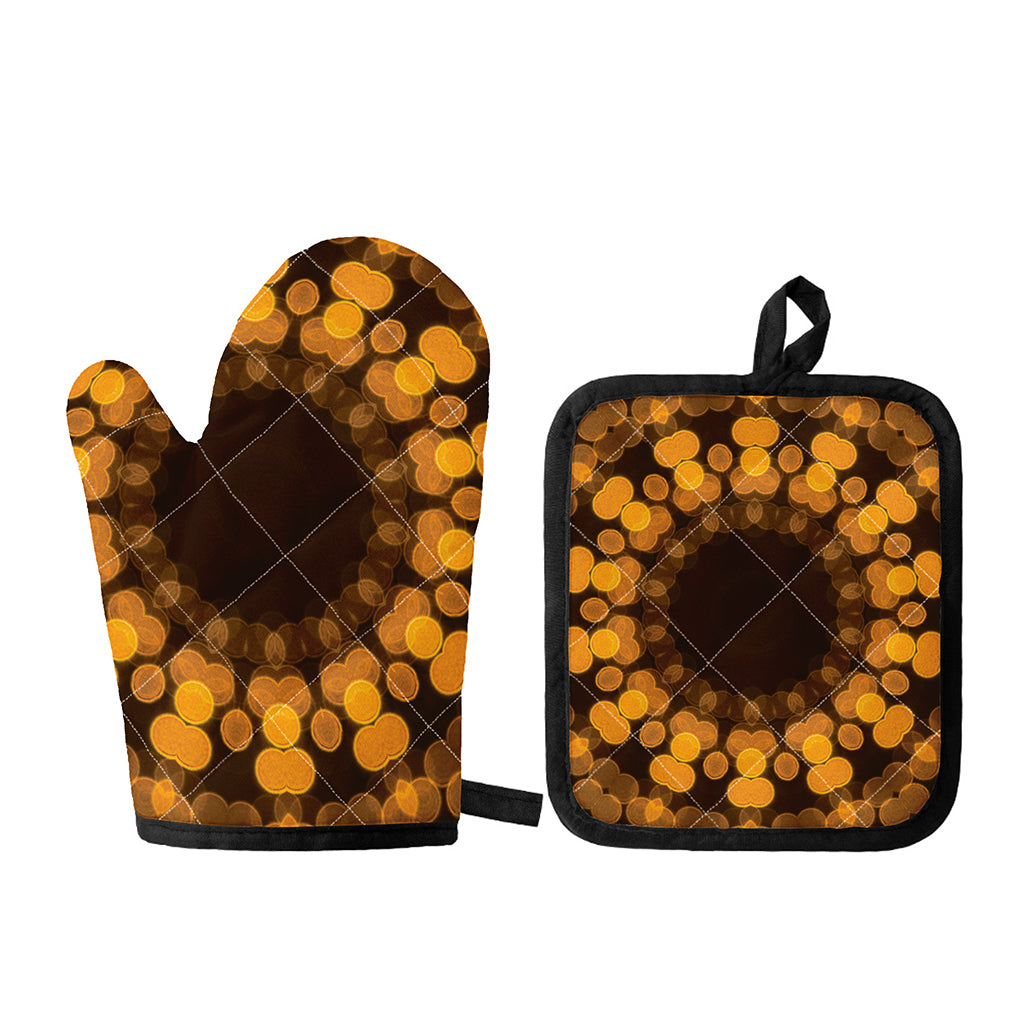 Yellow Spot Kaleidoscope Print Oven Mitt And Pot Holder Set