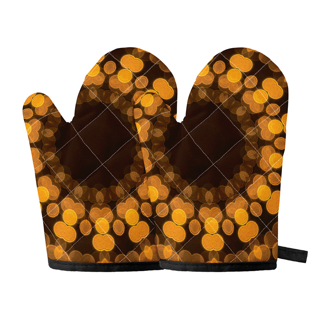 Yellow Spot Kaleidoscope Print Oven Mitts