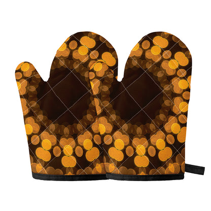 Yellow Spot Kaleidoscope Print Oven Mitts