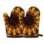 Yellow Spot Kaleidoscope Print Oven Mitts