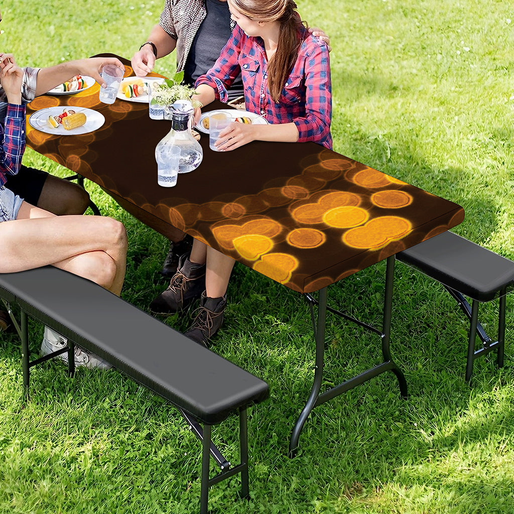 Yellow Spot Kaleidoscope Print Picnic Table Cover