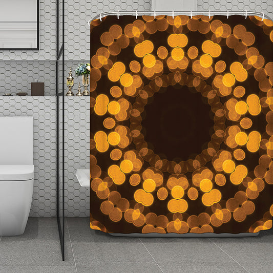 Yellow Spot Kaleidoscope Print Polyester Shower Curtain