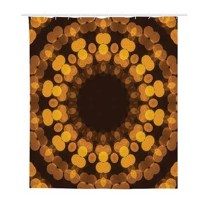 Yellow Spot Kaleidoscope Print Polyester Shower Curtain