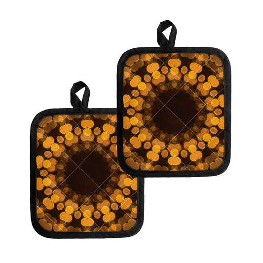 Yellow Spot Kaleidoscope Print Pot Holders