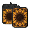 Yellow Spot Kaleidoscope Print Pot Holders With Pocket