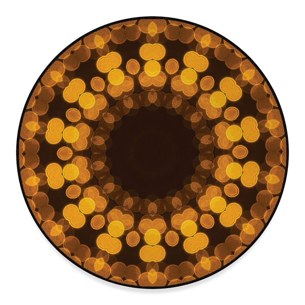 Yellow Spot Kaleidoscope Print Round Floor Mat