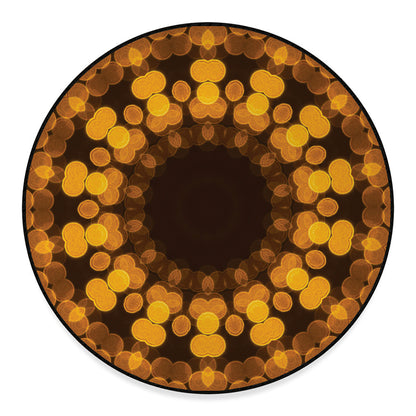 Yellow Spot Kaleidoscope Print Round Floor Mat
