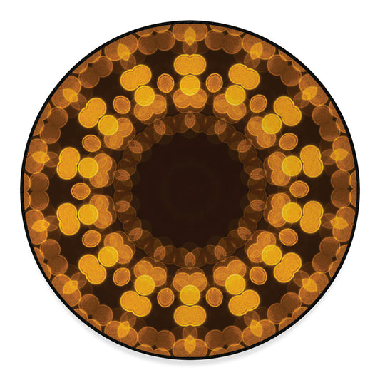 Yellow Spot Kaleidoscope Print Round Floor Mat