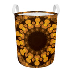 Yellow Spot Kaleidoscope Print Round Laundry Basket