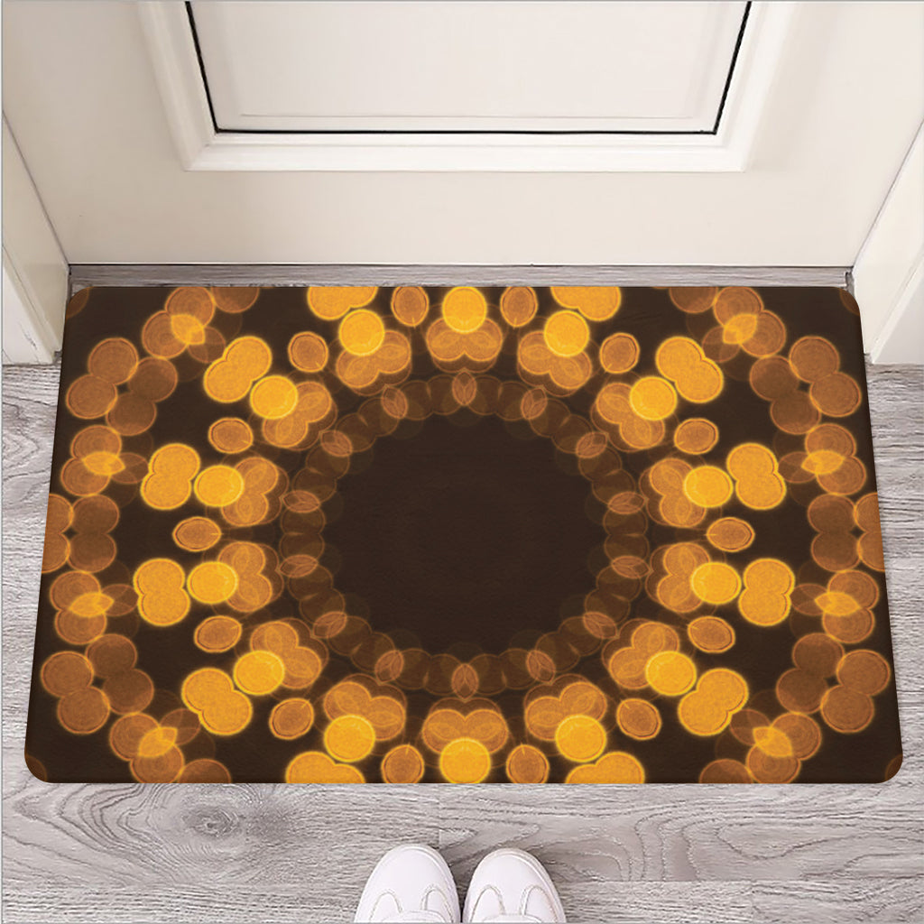 Yellow Spot Kaleidoscope Print Rubber Doormat