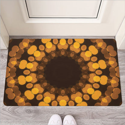 Yellow Spot Kaleidoscope Print Rubber Doormat