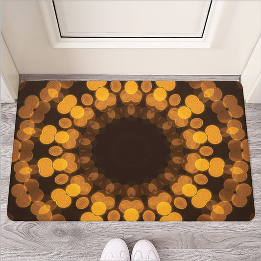 Yellow Spot Kaleidoscope Print Rubber Doormat
