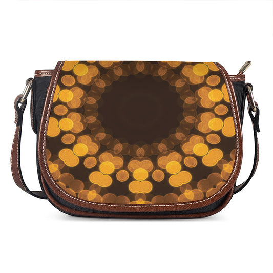 Yellow Spot Kaleidoscope Print Saddle Bag