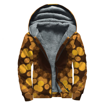 Yellow Spot Kaleidoscope Print Sherpa Lined Zip Up Hoodie