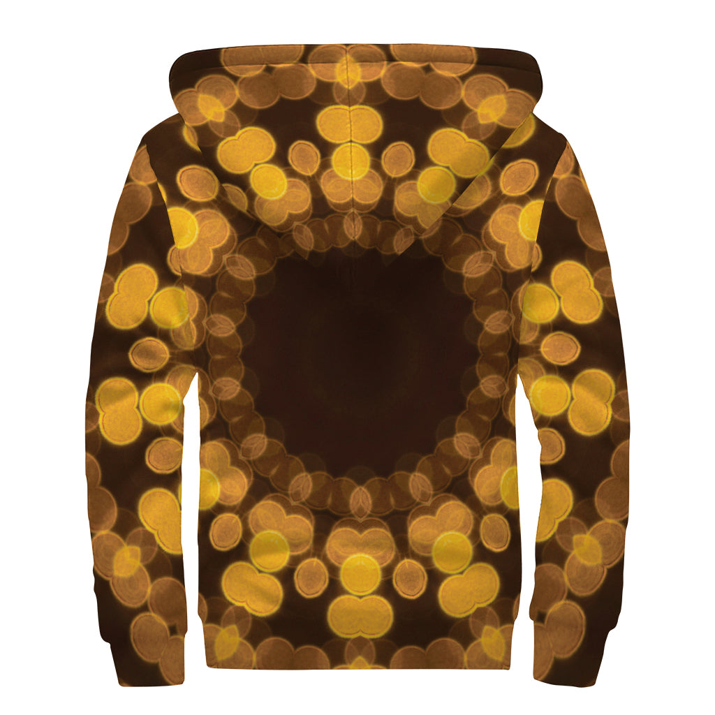 Yellow Spot Kaleidoscope Print Sherpa Lined Zip Up Hoodie
