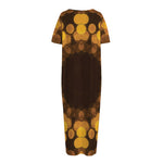 Yellow Spot Kaleidoscope Print Short Sleeve Long Nightdress