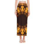 Yellow Spot Kaleidoscope Print Side Slit Maxi Skirt
