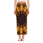Yellow Spot Kaleidoscope Print Side Slit Maxi Skirt
